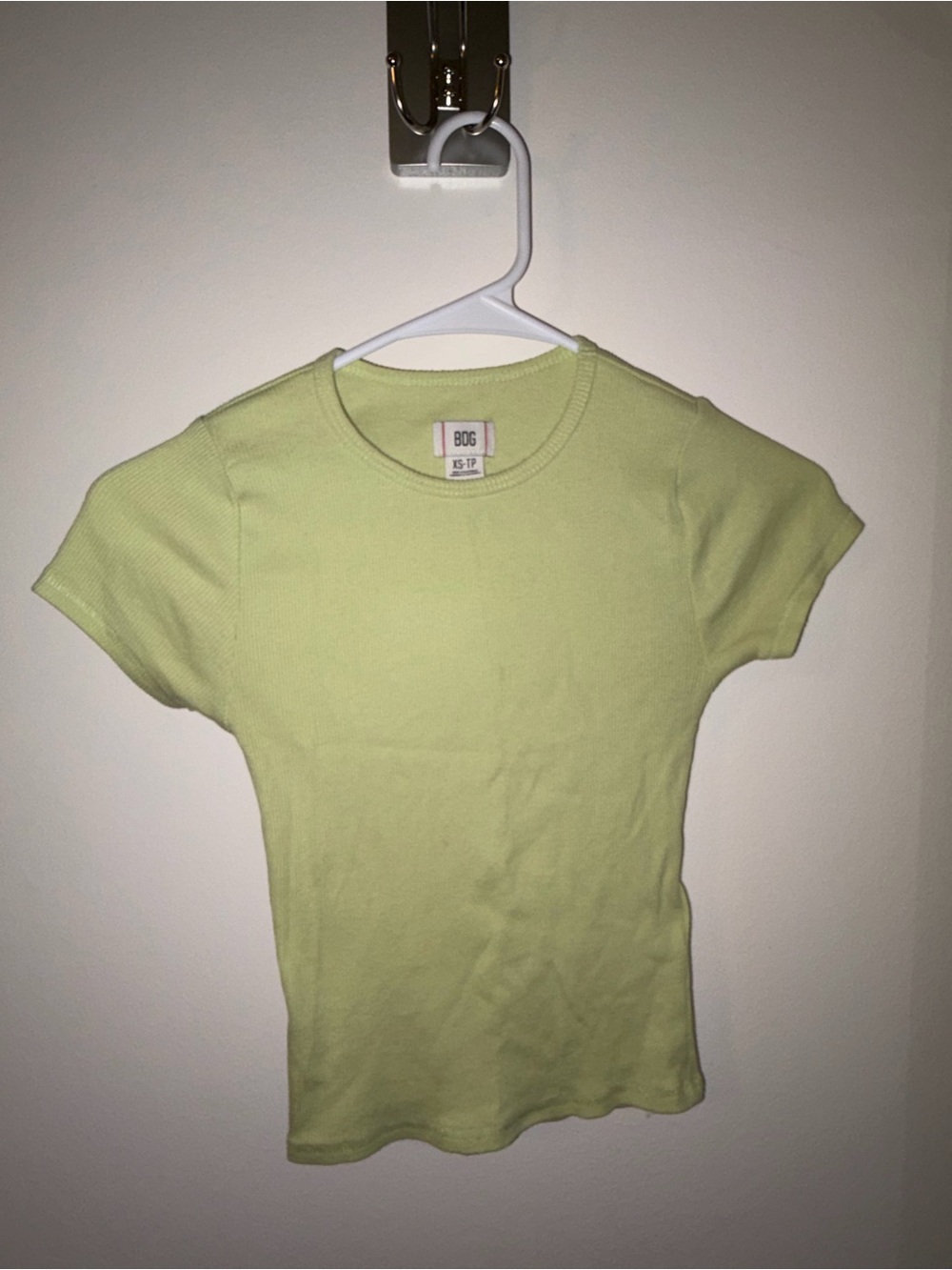 BDG Pastel Green Ribbed Short Sleeve Baby Tee